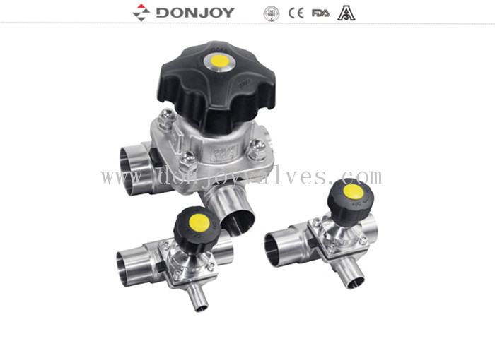 SS316L 1 INCH T-Typ Dreiseitiges manuelles Diaphragmaventil für die phamacy-Flüssigkeitskontrolle