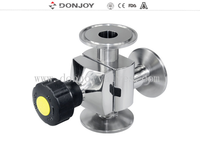 316L Mini Typ 3 Weg Sanitär Diaphragmaventil L-Typ mit Tri-Klammer Ende