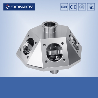 316L Multiport Pneumatic Diaphragm Valve with 6 port and  5 valve body