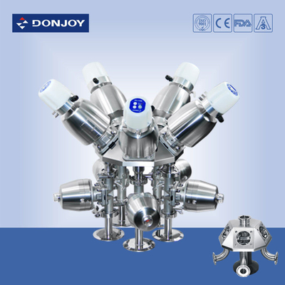 316L Multiport Pneumatic Diaphragm Valve with 6 port and  5 valve body