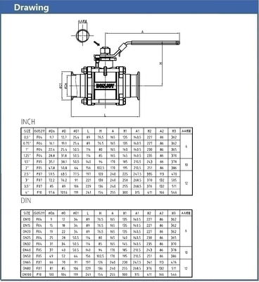 3 pcs Non retention Sanitary Ball Valve disasembly full port , SS316L , 2 INCH